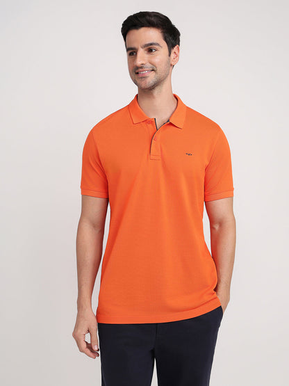 Colorplus Men Orange Solid Regular Fit Cotton Half Sleeve T-Shirt