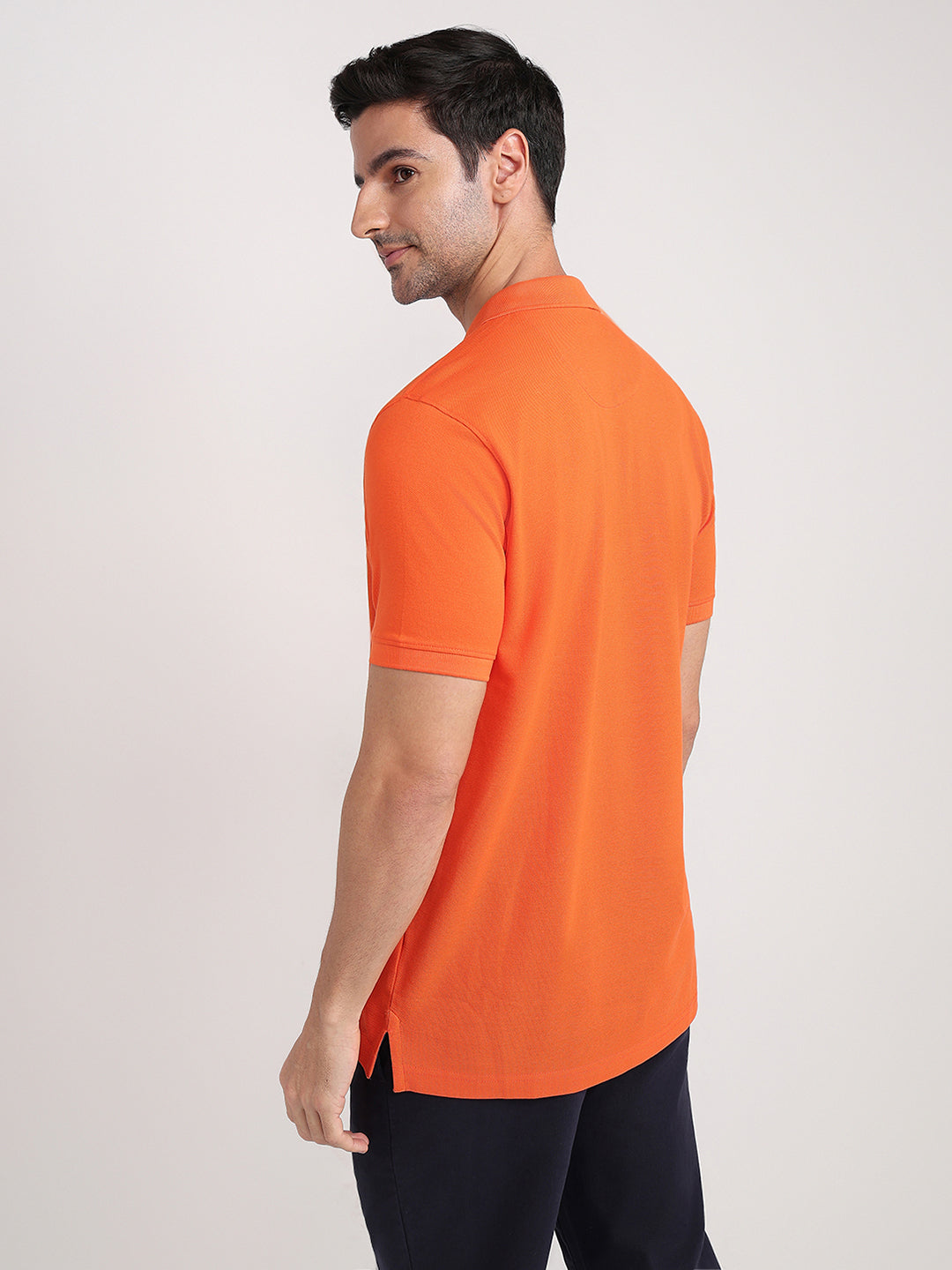 Colorplus Men Orange Solid Regular Fit Cotton Half Sleeve T-Shirt