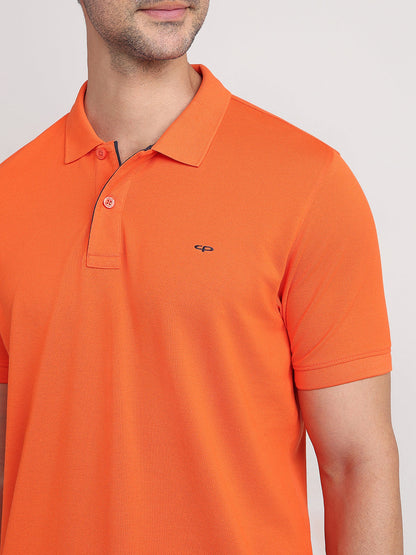 Colorplus Men Orange Solid Regular Fit Cotton Half Sleeve T-Shirt