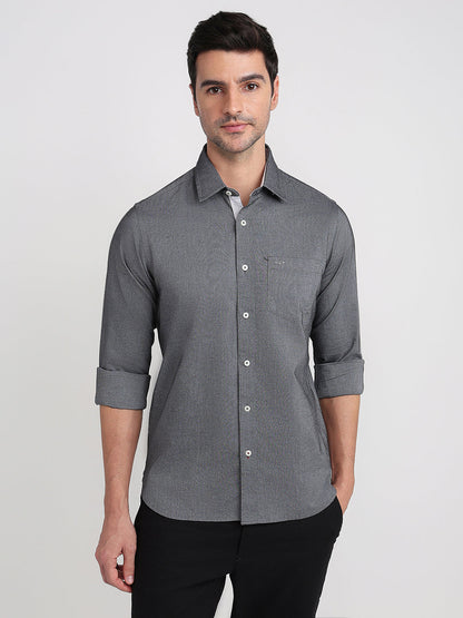 Colorplus Men Grey Solid Slim Fit Cotton Full Sleeve Casual Shirt