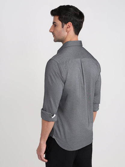 Colorplus Men Grey Solid Slim Fit Cotton Full Sleeve Casual Shirt