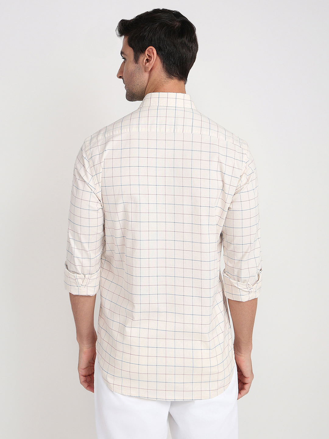 Colorplus Men Brown Checks Regular Fit Cotton Blend Full Sleeve Casual Shirt