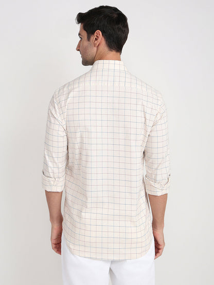 Colorplus Men Brown Checks Regular Fit Cotton Blend Full Sleeve Casual Shirt