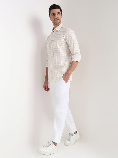 Colorplus Men Brown Checks Regular Fit Cotton Blend Full Sleeve Casual Shirt