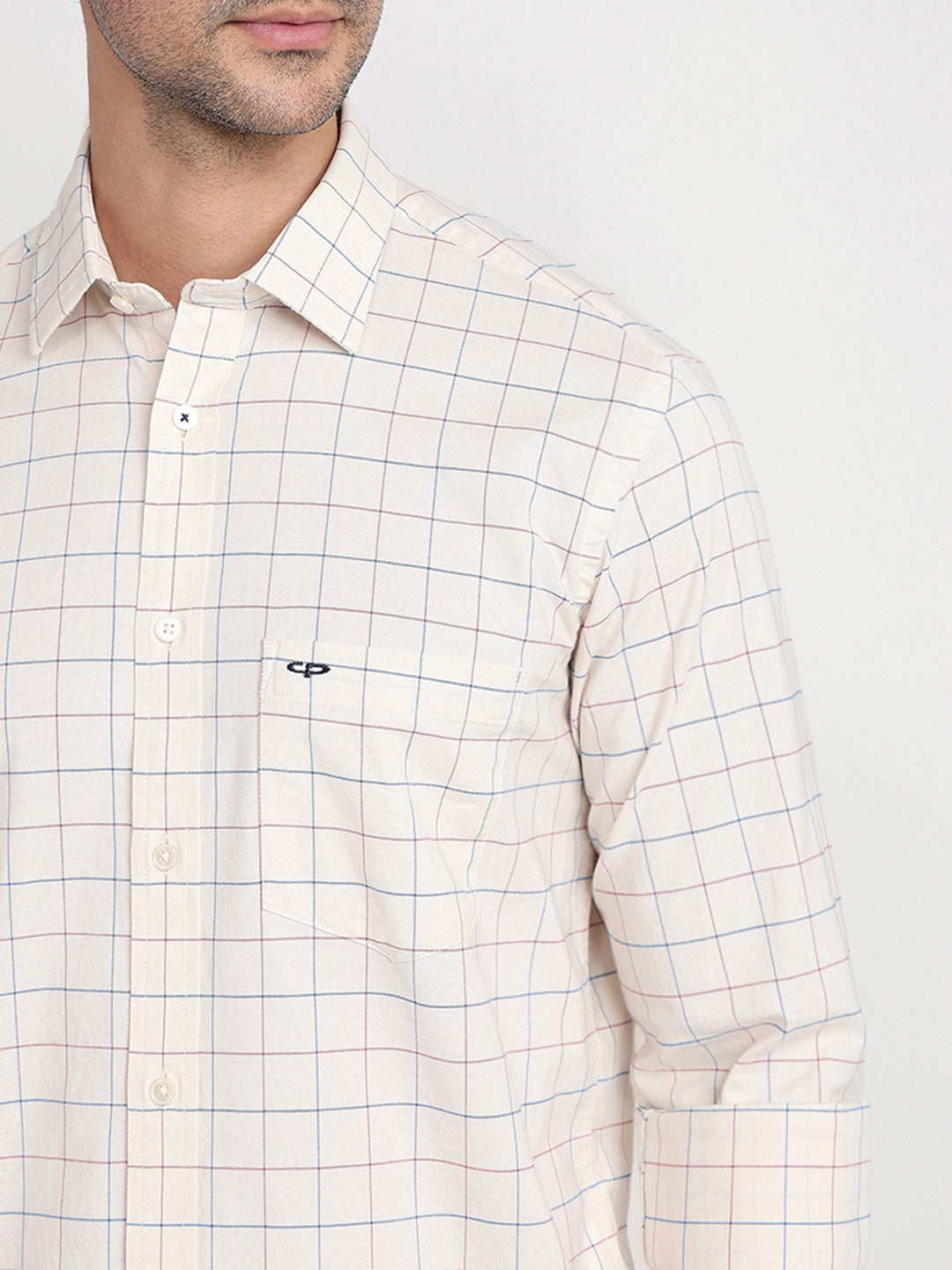 Colorplus Men Brown Checks Regular Fit Cotton Blend Full Sleeve Casual Shirt