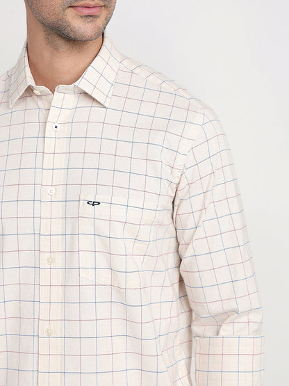 Colorplus Men Brown Checks Regular Fit Cotton Blend Full Sleeve Casual Shirt