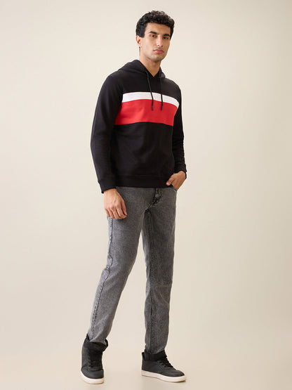 Park Avenue Men Black Cut & Sew Slim Fit Cotton Blend Sweatshirt