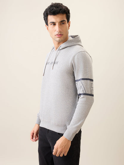 Park Avenue Men Grey Solid Slim Fit Cotton Blend Sweatshirt