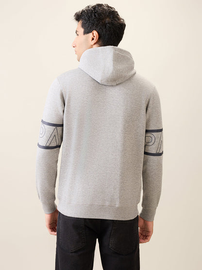 Park Avenue Men Grey Solid Slim Fit Cotton Blend Sweatshirt