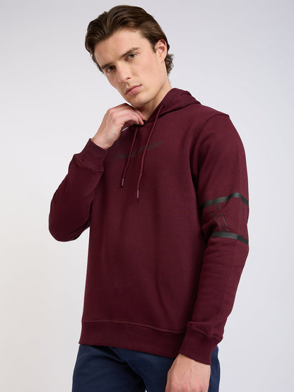 Park Avenue Men Red Solid Slim Fit Cotton Blend Sweatshirt