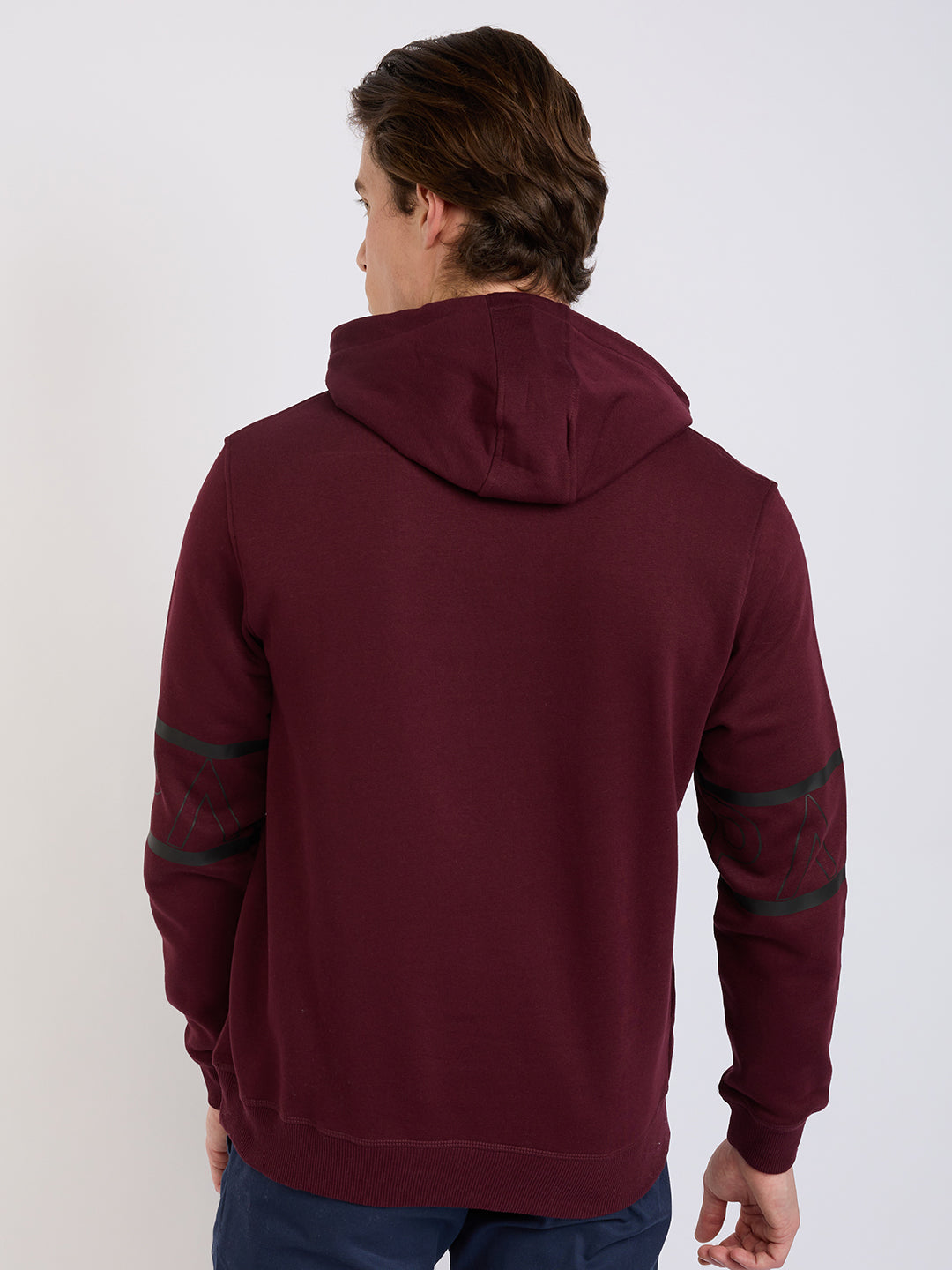 Park Avenue Men Red Solid Slim Fit Cotton Blend Sweatshirt