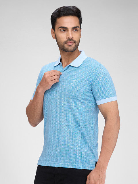 Park Avenue Men Blue Printed Slim Fit Cotton Blend T-Shirt