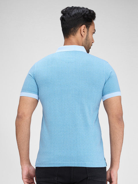 Park Avenue Men Blue Printed Slim Fit Cotton Blend T-Shirt