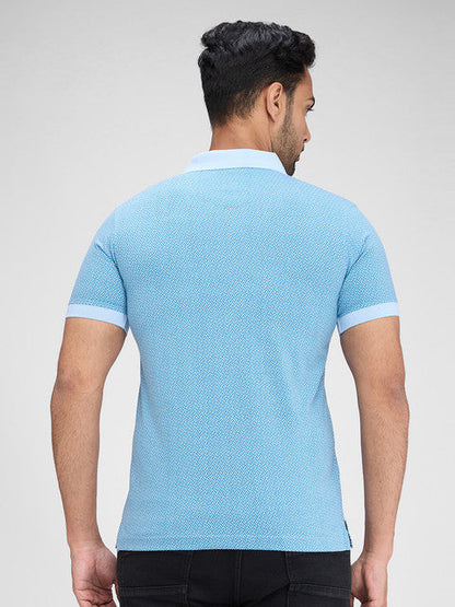 Park Avenue Men Blue Printed Slim Fit Cotton Blend T-Shirt