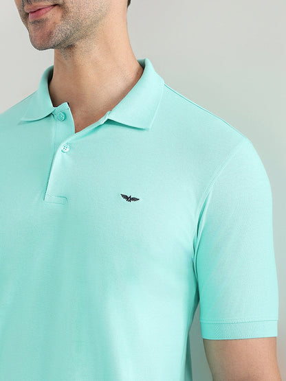 Park Avenue Men Green Solid Slim Fit Cotton Blend Half Sleeve T-Shirt