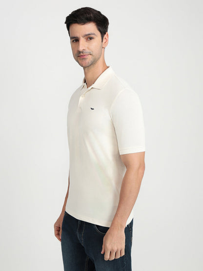 Park Avenue Men White Solid Slim Fit Cotton Blend Half Sleeve T-Shirt