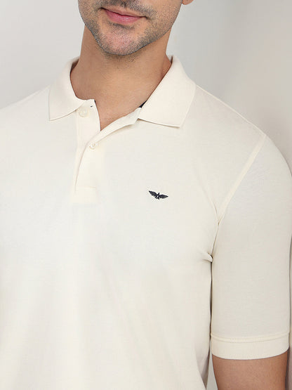 Park Avenue Men White Solid Slim Fit Cotton Blend Half Sleeve T-Shirt