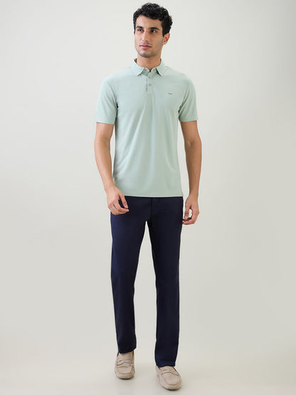 Park Avenue Men Green Solid Slim Fit Polyester Half Sleeve T-Shirt