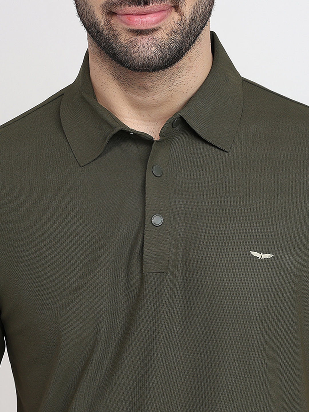 Park Avenue Men Green Solid Slim Fit Polyester Half Sleeve T-Shirt