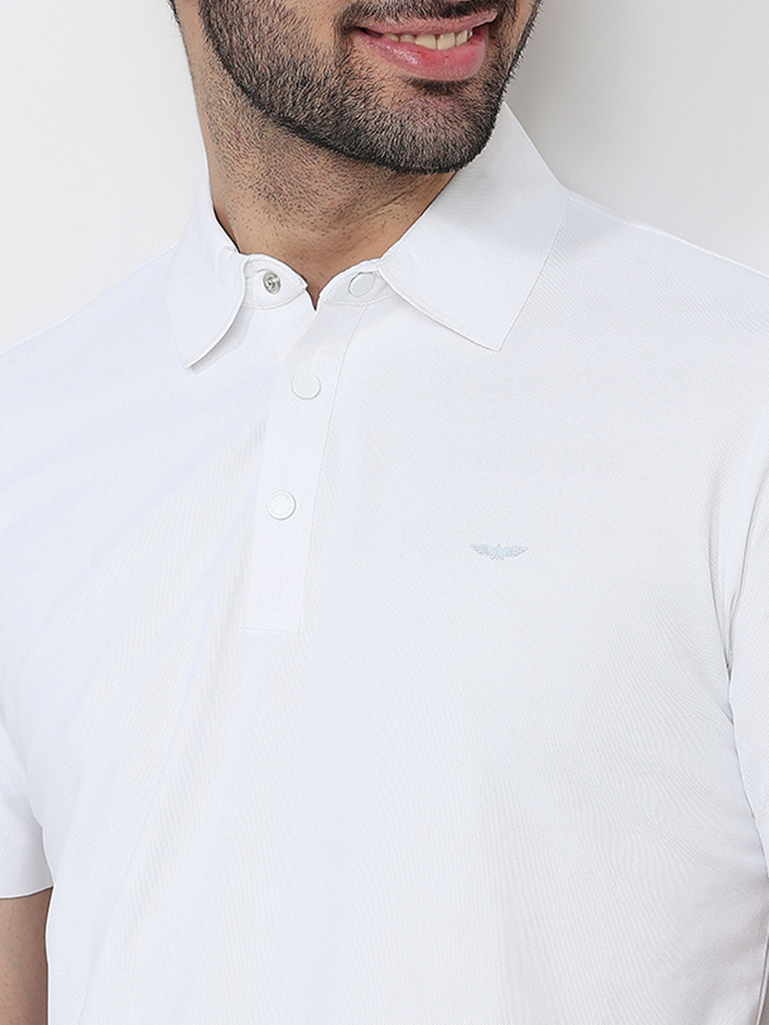 Park Avenue Men White Solid Slim Fit Polyester Half Sleeve T-Shirt