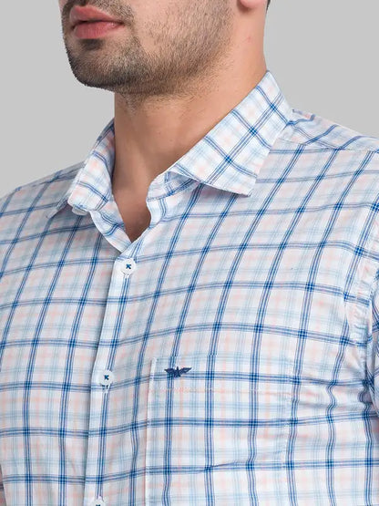 Men Red Slim Fit Checks Cotton Cut Away Collar Shirts
