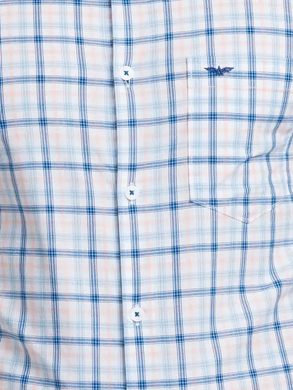 Men Red Slim Fit Checks Cotton Cut Away Collar Shirts