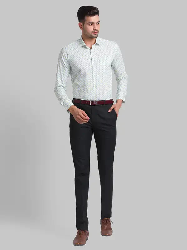 Men Green Slim Fit Print Cotton Shirts