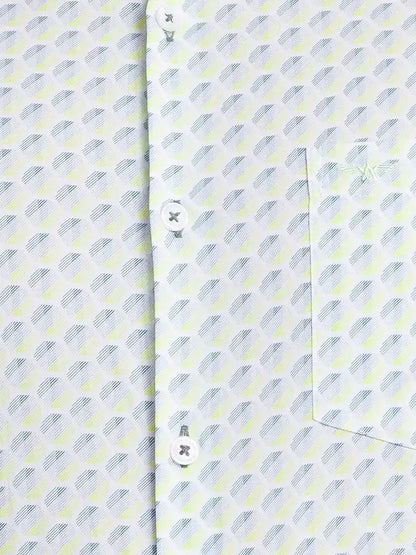 Men Green Slim Fit Print Cotton Shirts