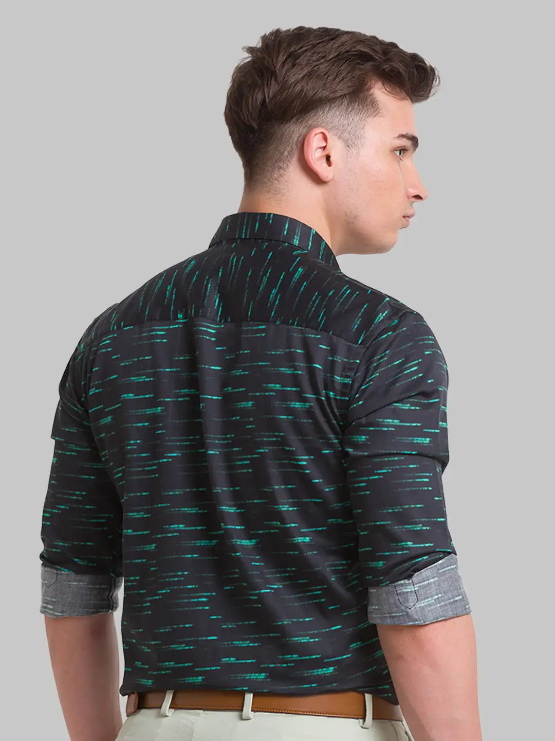 Park Avenue Men Black Printed Slim Fit Cotton Casual Shirt