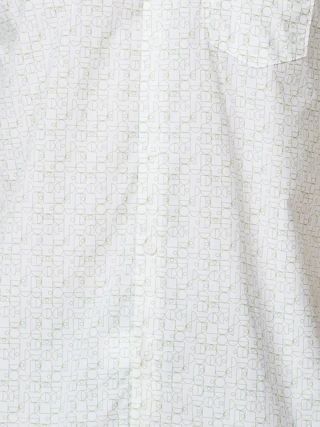 Men Green Slim Fit Print Cotton Cut Away Collar Shirts