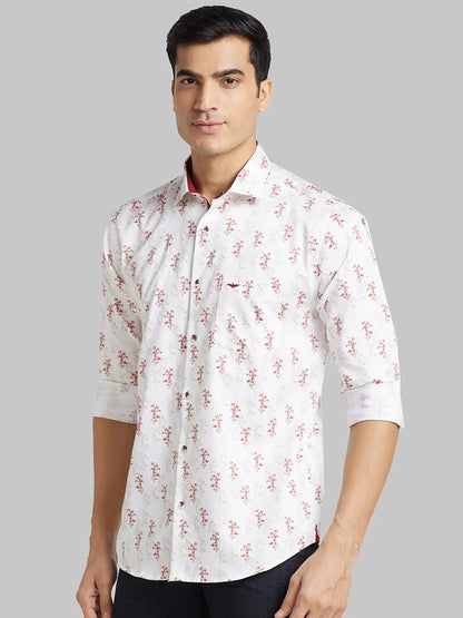 Park Avenue Men White Slim Fit Cotton Casual Shirt