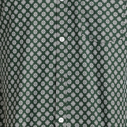 Park Avenue Men Green Print Slim Fit Cotton Shirt