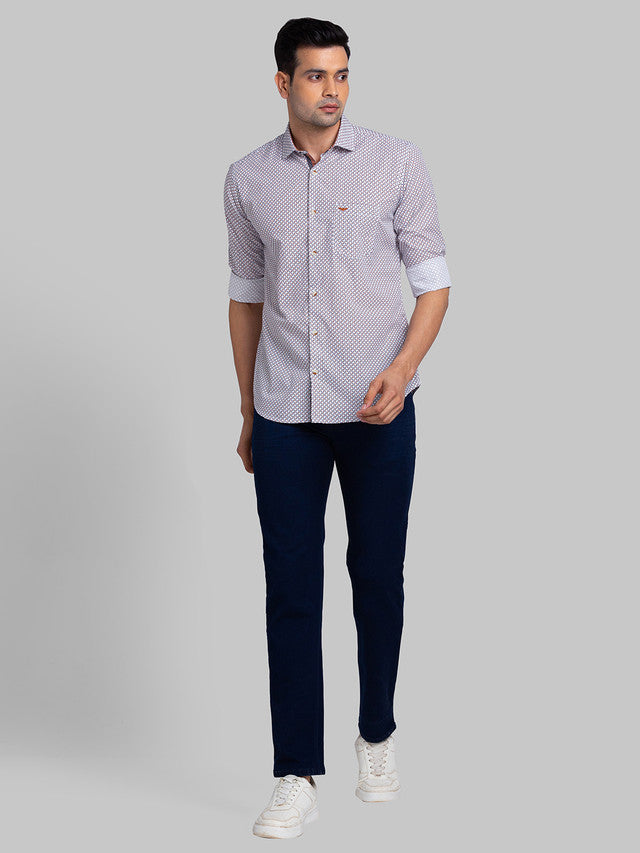 Park Avenue Men Grey Printed Slim Fit Cotton Casual Shirt