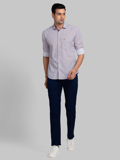 Park Avenue Men Grey Printed Slim Fit Cotton Casual Shirt