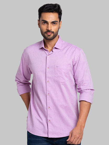 Park Avenue Men Purple Solid Slim Fit Cotton Casual Shirt