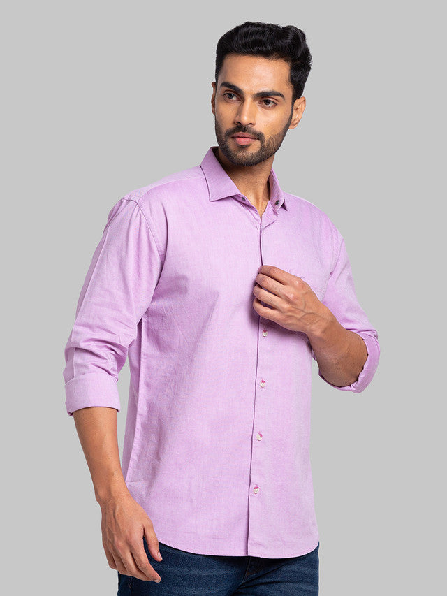Park Avenue Men Purple Solid Slim Fit Cotton Casual Shirt