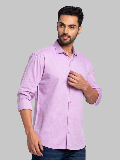 Park Avenue Men Purple Solid Slim Fit Cotton Casual Shirt