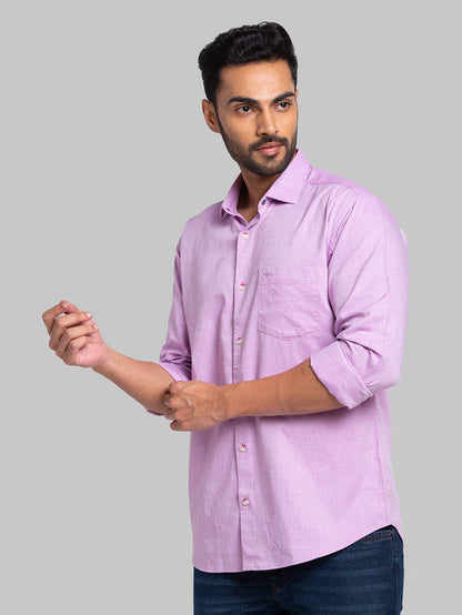 Park Avenue Men Purple Solid Slim Fit Cotton Casual Shirt