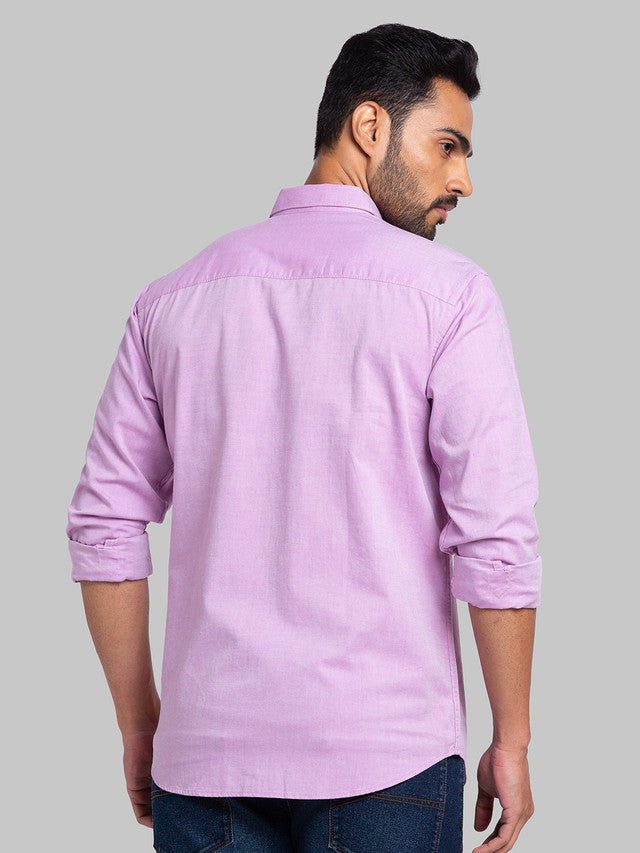 Park Avenue Men Purple Solid Slim Fit Cotton Casual Shirt