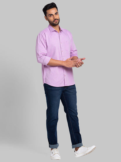 Park Avenue Men Purple Solid Slim Fit Cotton Casual Shirt