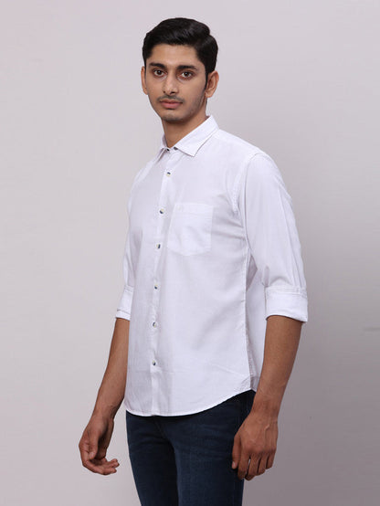 Park Avenue White Solid Slim Fit Full Sleeve Cotton Shirt