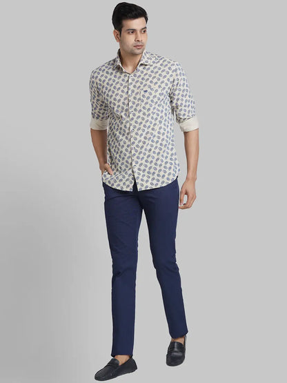 Park Avenue Men Brown Printed Slim Fit Cotton Casual Shirt