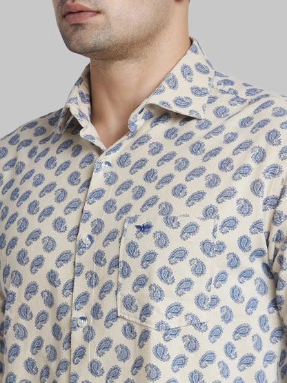 Park Avenue Men Brown Printed Slim Fit Cotton Casual Shirt