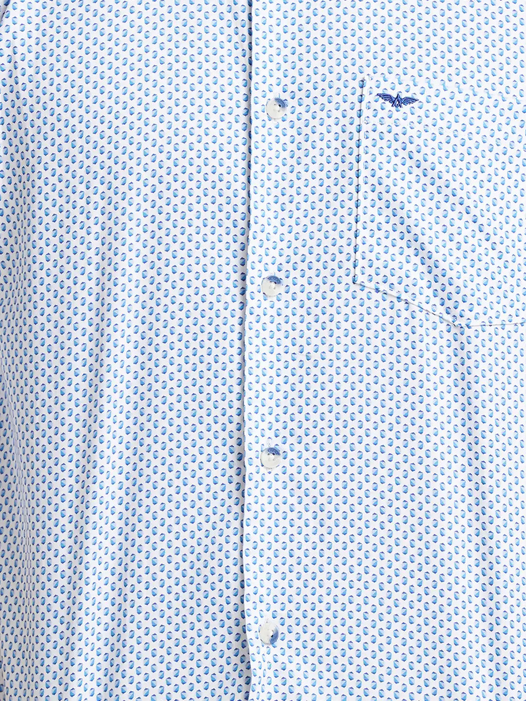 Men Blue Slim Fit Print  Cotton   Shirts