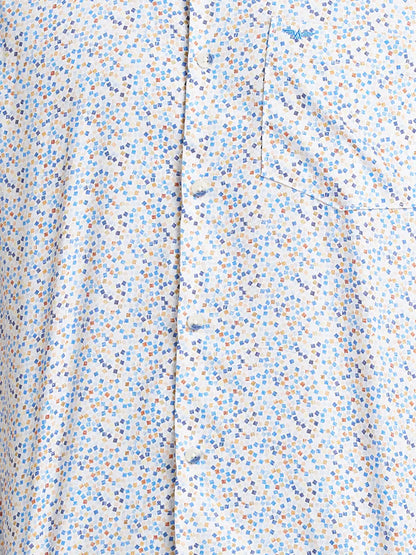 Park Avenue Men Blue Printed Slim Fit Cotton Casual Shirt