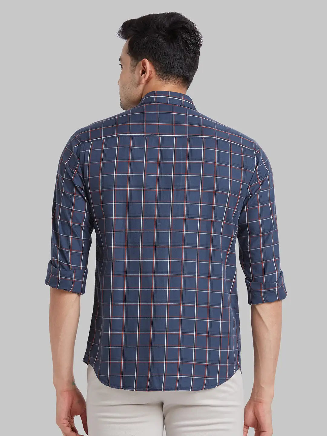 Park Avenue Men Blue Checks Slim Fit Cotton Shirt