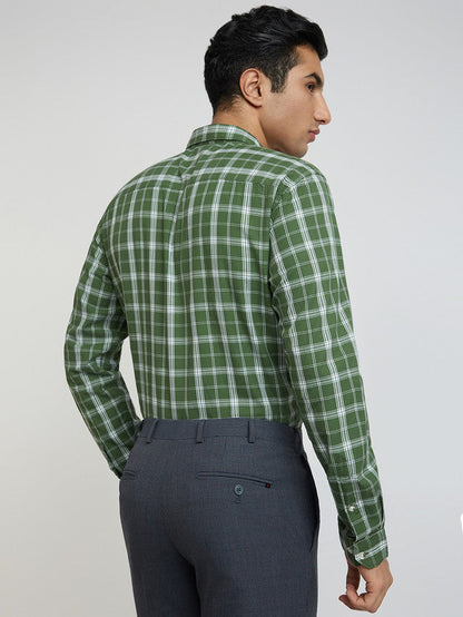 Men Green Slim Fit Checks  Cotton   Shirts