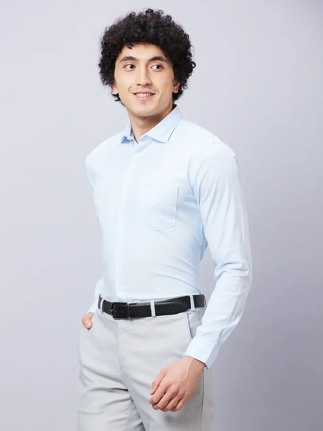 Park Avenue Men Blue Solid Slim Fit Cotton Shirts