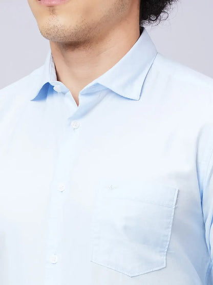 Park Avenue Men Blue Solid Slim Fit Cotton Shirts