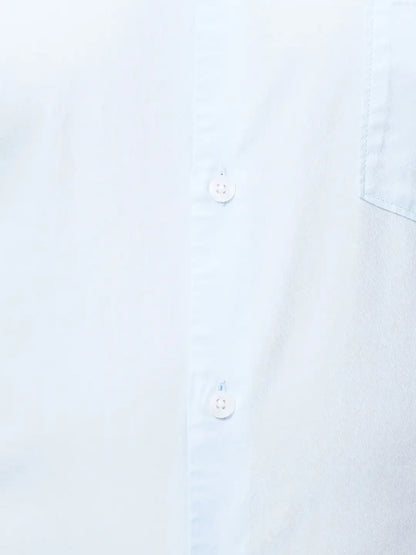 Park Avenue Men Blue Solid Slim Fit Cotton Shirts